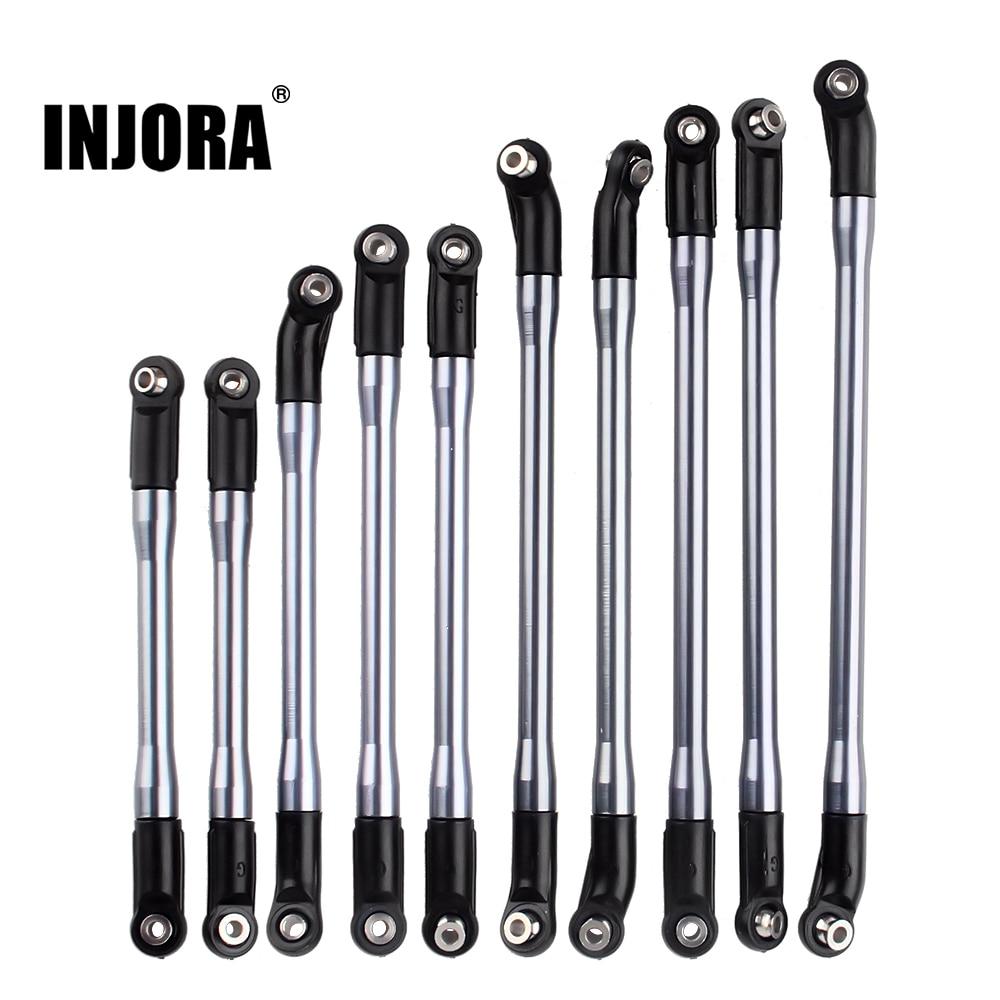 INJORA 10Pcs/Set 313mm Aluminum Links Set Plastic Rod Ends for Axial SCX10 II 90046