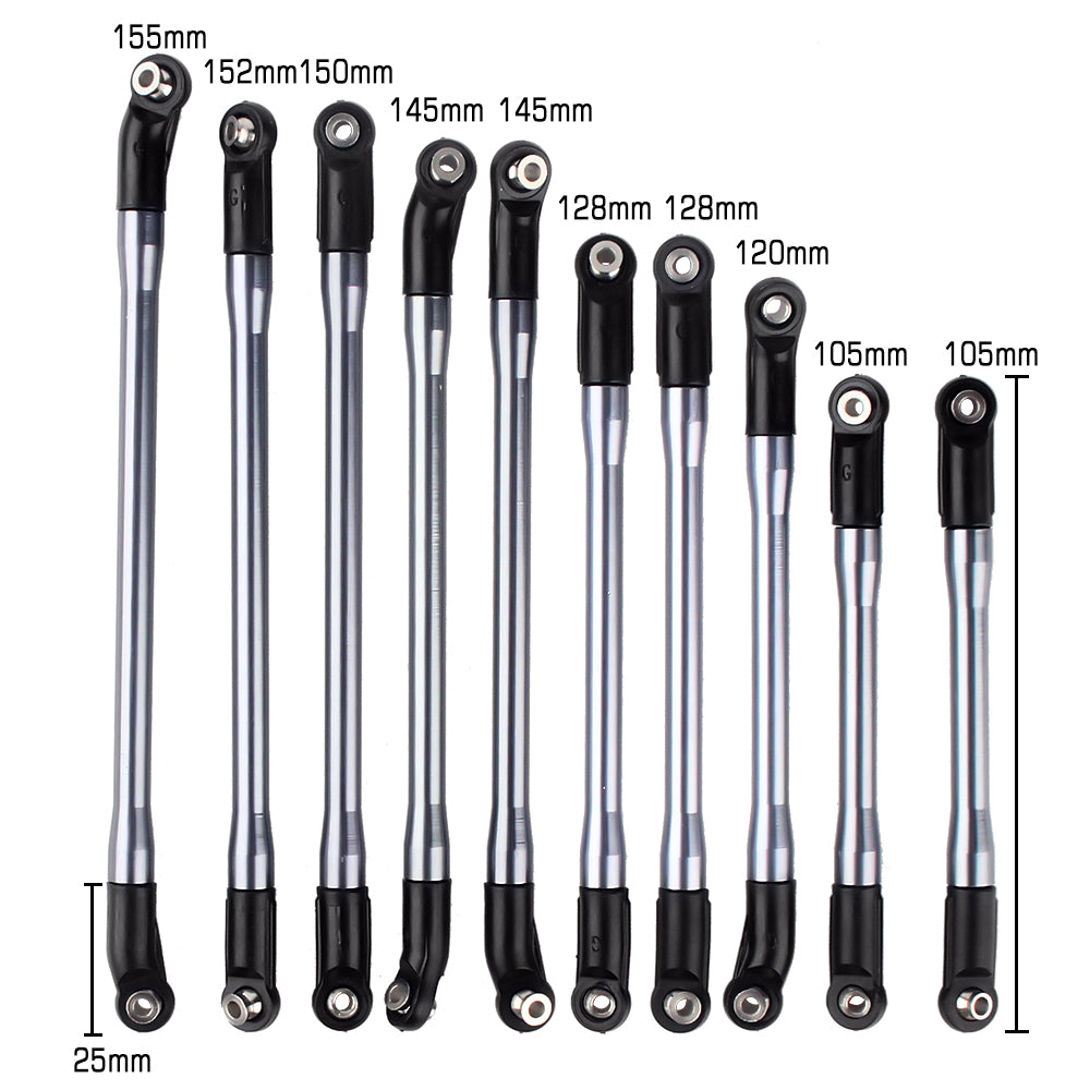 INJORA 10Pcs/Set 313mm Aluminum Links Set Plastic Rod Ends for Axial SCX10 II 90046 3 INJORA 10Pcs/Set 313mm Aluminum Links Set Plastic Rod Ends for Axial SCX10 II 90046