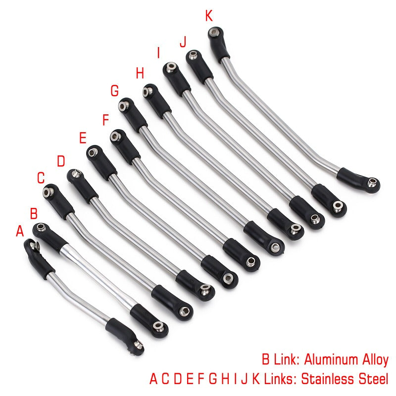 INJORA 11Pcs/Set 313mm Wheelbase Stainless Steel Links Set for SCX10 II 90046 3 INJORA 11Pcs/Set 313mm Wheelbase Stainless Steel Links Set for SCX10 II 90046
