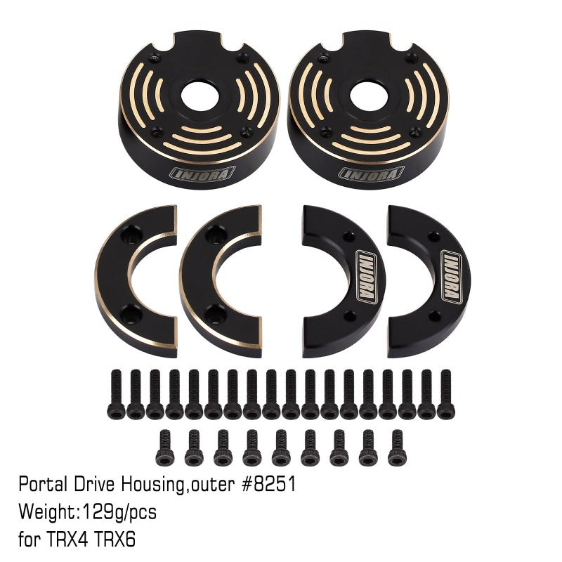 INJORA 129g/pcs Black Brass Counterweight Outer Portal Drive Housing #8251 for TRX-4 TRX-6