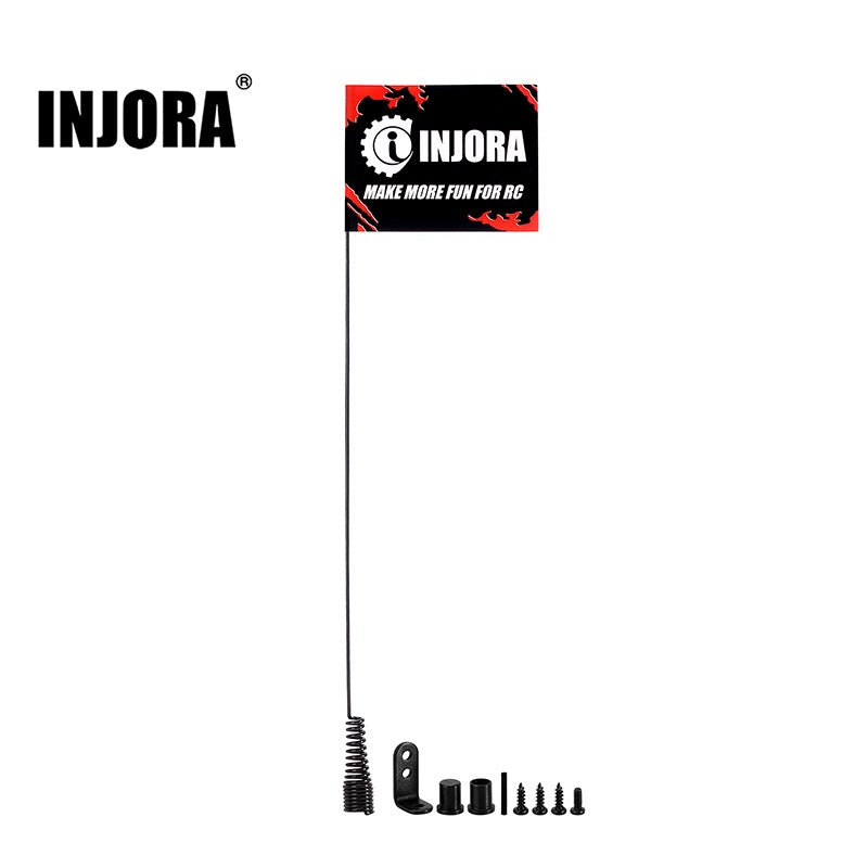 INJORA 15cm Metal Antenna with Flags for 1/18 1/24 TRX4M SCX24 FCX24