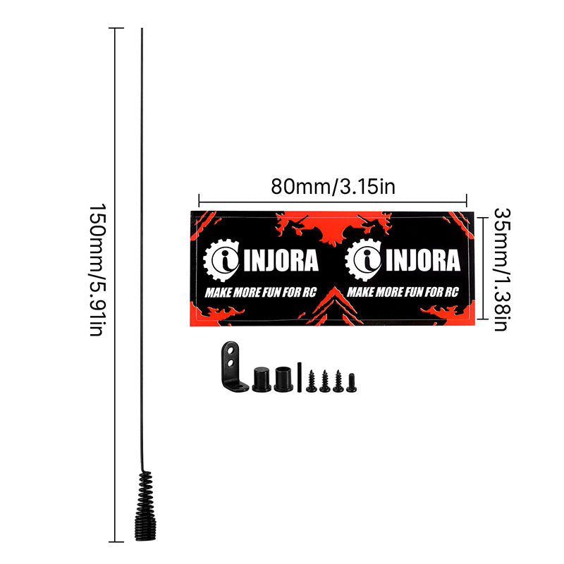 INJORA 15cm Metal Antenna with Flags for 1/18 1/24 TRX4M SCX24 FCX24 4 INJORA 15cm Metal Antenna with Flags for 1/18 1/24 TRX4M SCX24 FCX24