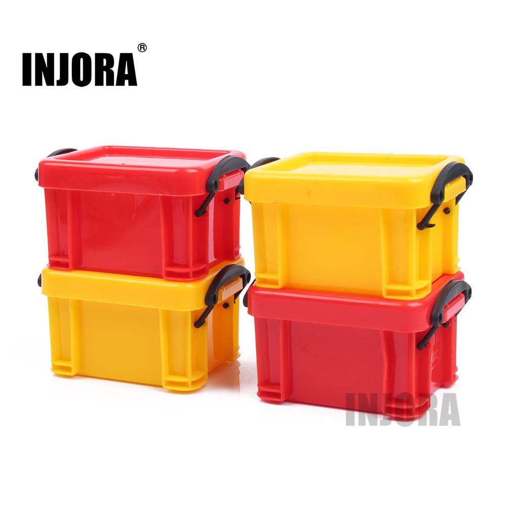 INJORA 1pc Mini Plastic Storage Box Tool Yellow/Red, 1/10 Scale Accessories for RC Crawler
