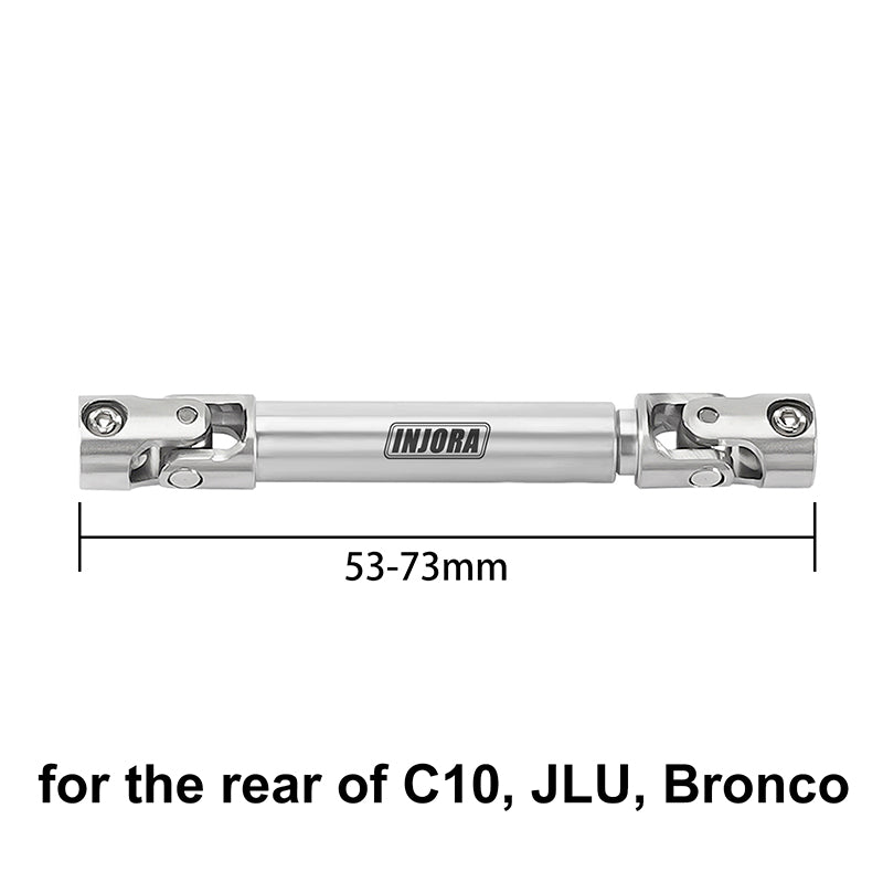 INJORA 1pcs Stainless Steel Drive Shaft with D Shaped Hole for SCX24 AX24 FCX18 FCX24m 11 53-73mm (C10 Rear)