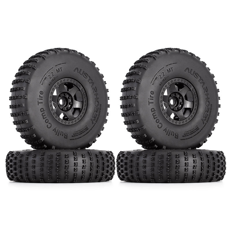 INJORA 2.2" 142*40MM Beadlock Buggy Bully Comp Wheel Rim Tires for 1/10 RC Crawler