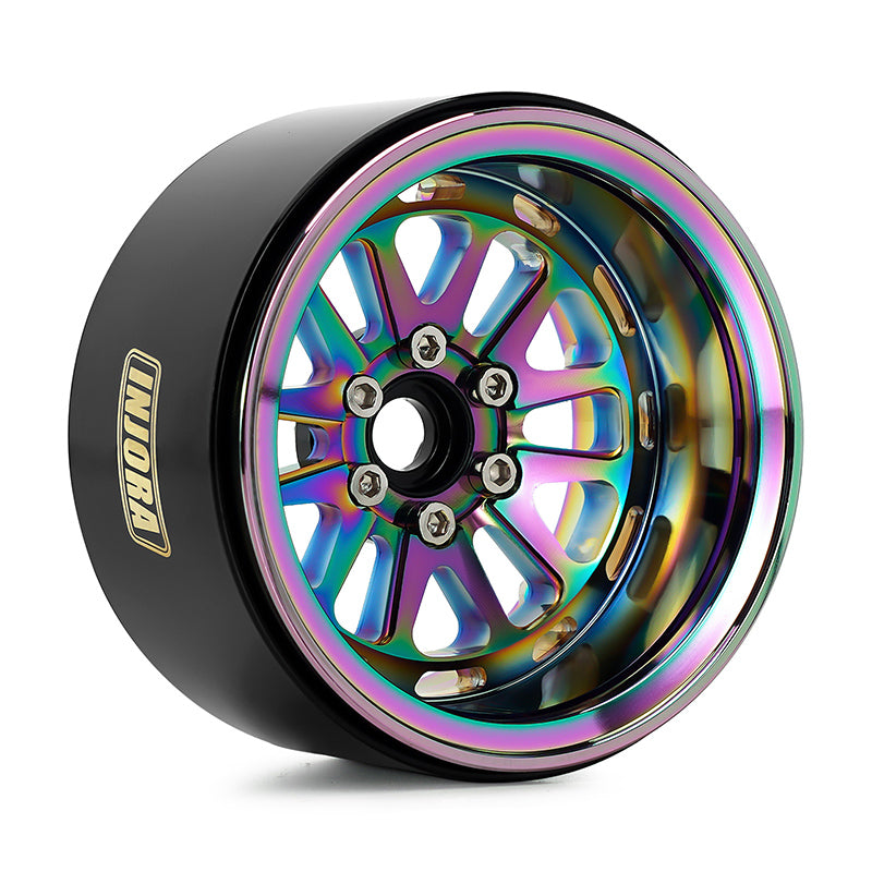 INJORA 2.2" 205g/pcs Rainbow Aluminum Wheels with Brass Rings for 1/10 RC Crawler 5 INJORA 2.2" 205g/pcs Rainbow Aluminum Wheels with Brass Rings for 1/10 RC Crawler