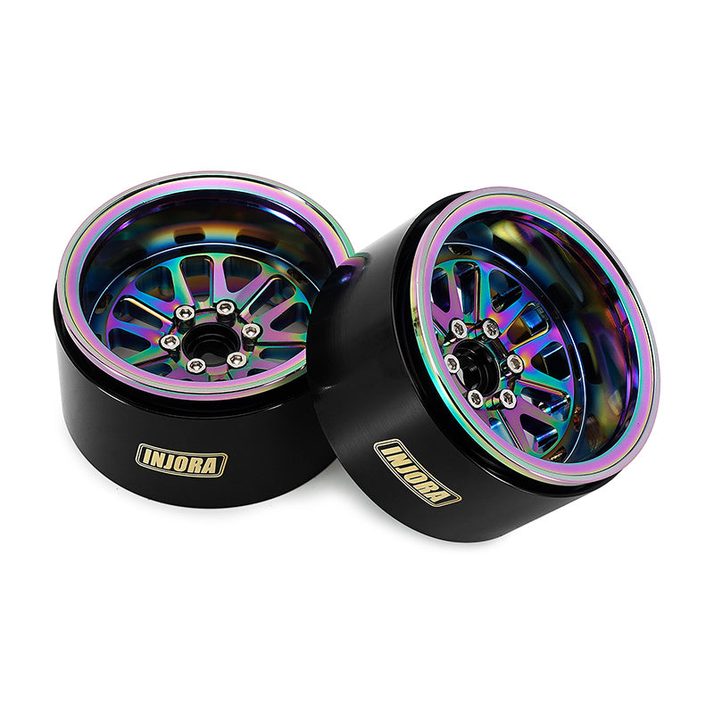 INJORA 2.2" 205g/pcs Rainbow Aluminum Wheels with Brass Rings for 1/10 RC Crawler 8 INJORA 2.2" 205g/pcs Rainbow Aluminum Wheels with Brass Rings for 1/10 RC Crawler