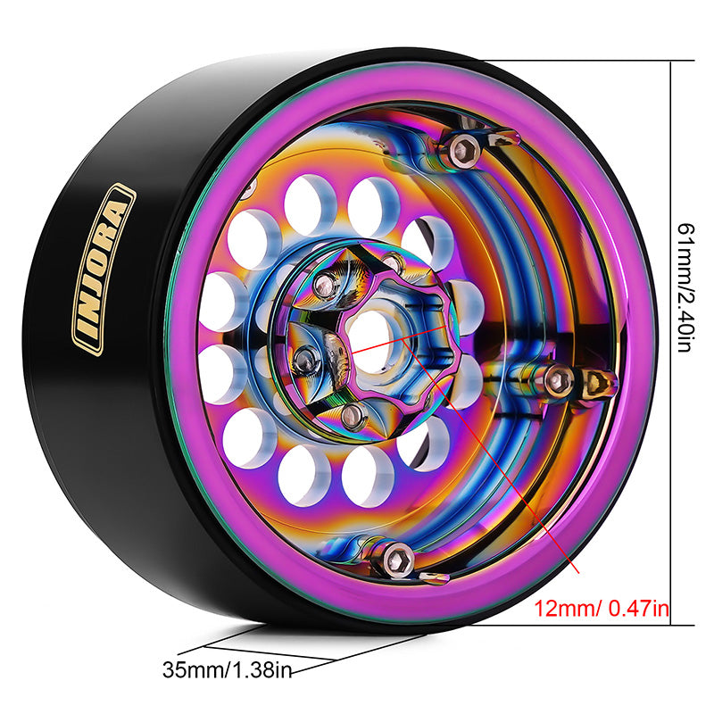 INJORA 2.2" Super Heavy 224g/pcs Brass & Aluminum Deep Dish Wheels for 1/10 RC Crawler (W2257) 5 INJORA 2.2" Super Heavy 224g/pcs Brass & Aluminum Deep Dish Wheels for 1/10 RC Crawler (W2257)