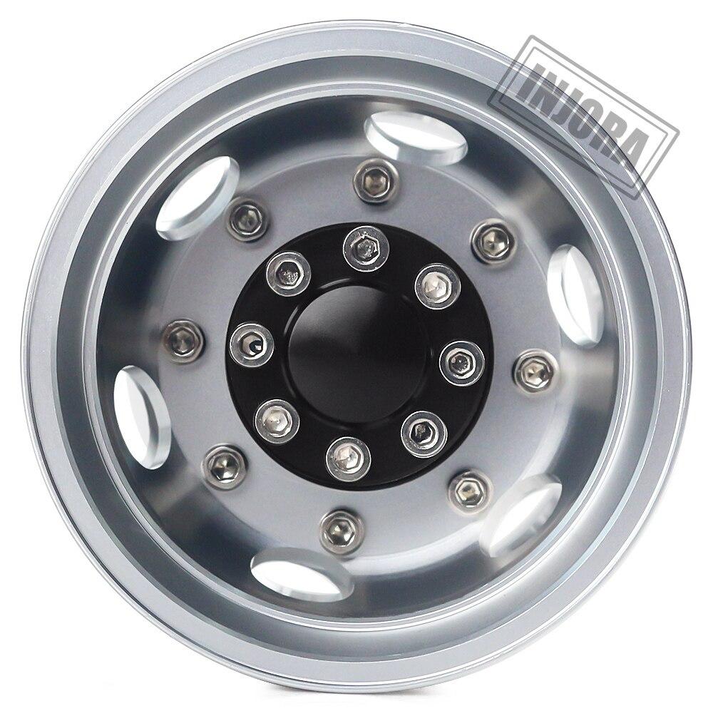 INJORA 2PCS Black/Silver CNC Alloy Wheel Rims for 1/14 Tamiya Tractor 12 INJORA 2PCS Black/Silver CNC Alloy Wheel Rims for 1/14 Tamiya Tractor