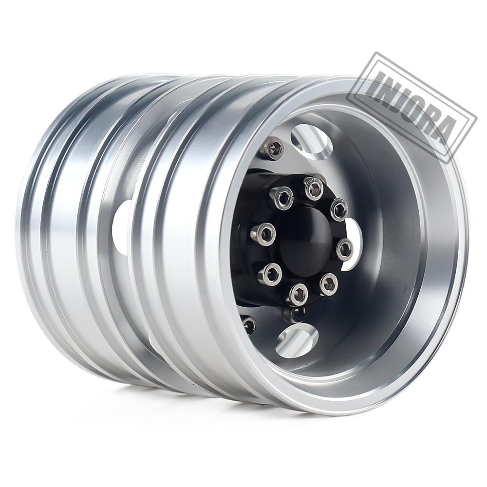 INJORA 2PCS Black/Silver CNC Alloy Wheel Rims for 1/14 Tamiya Tractor 16 INJORA 2PCS Black/Silver CNC Alloy Wheel Rims for 1/14 Tamiya Tractor