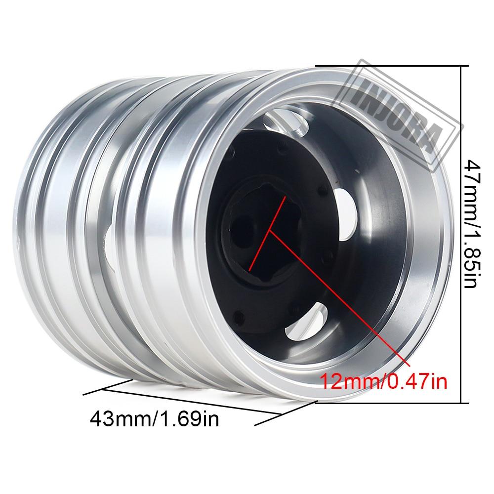 INJORA 2PCS Black/Silver CNC Alloy Wheel Rims for 1/14 Tamiya Tractor 17 INJORA 2PCS Black/Silver CNC Alloy Wheel Rims for 1/14 Tamiya Tractor