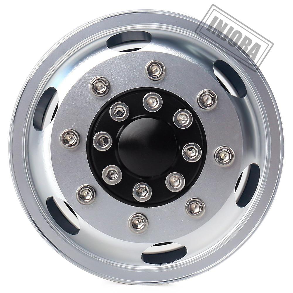 INJORA 2PCS Black/Silver CNC Alloy Wheel Rims for 1/14 Tamiya Tractor 18 INJORA 2PCS Black/Silver CNC Alloy Wheel Rims for 1/14 Tamiya Tractor
