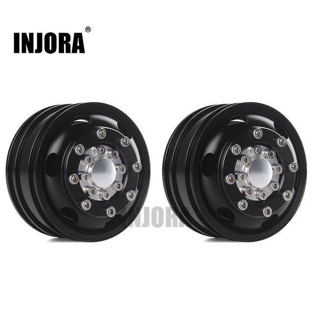 INJORA 2PCS Black/Silver CNC Alloy Wheel Rims for 1/14 Tamiya Tractor 3 INJORA 2PCS Black/Silver CNC Alloy Wheel Rims for 1/14 Tamiya Tractor