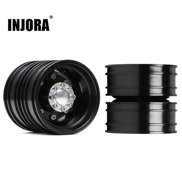 INJORA 2PCS Black/Silver CNC Alloy Wheel Rims for 1/14 Tamiya Tractor 21 INJORA 2PCS Black/Silver CNC Alloy Wheel Rims for 1/14 Tamiya Tractor