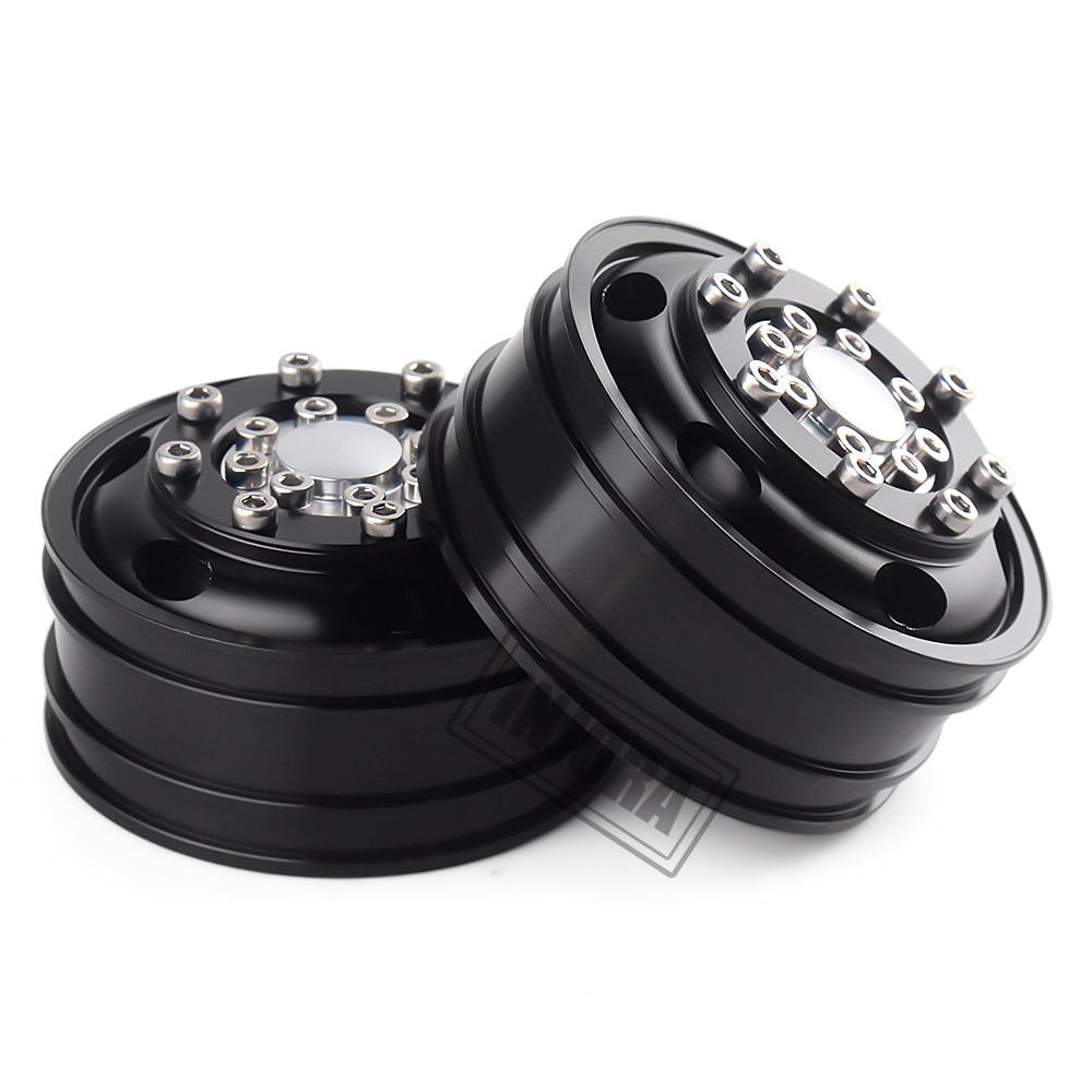 INJORA 2PCS Black/Silver CNC Alloy Wheel Rims for 1/14 Tamiya Tractor 8 INJORA 2PCS Black/Silver CNC Alloy Wheel Rims for 1/14 Tamiya Tractor