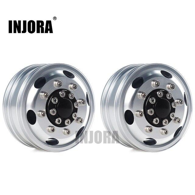 INJORA 2PCS Black/Silver CNC Alloy Wheel Rims for 1/14 Tamiya Tractor 9 INJORA 2PCS Black/Silver CNC Alloy Wheel Rims for 1/14 Tamiya Tractor