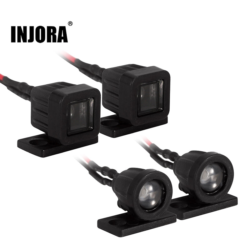 INJORA 2PCS Bright Headlights LED Lights White Spotlight for 1/10 1/12 1/16 RC