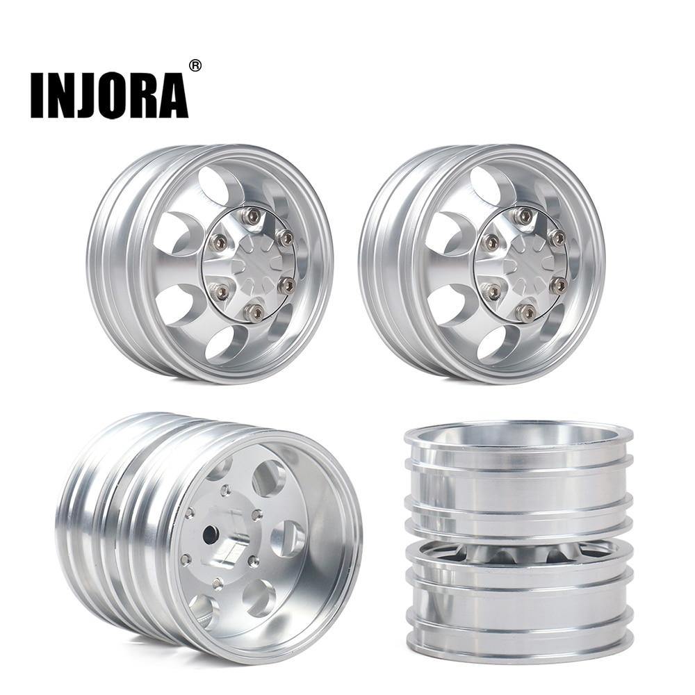 INJORA 2PCS CNC Metal Front Rear Wheel Rims for 1/14 Tamiya Tractor