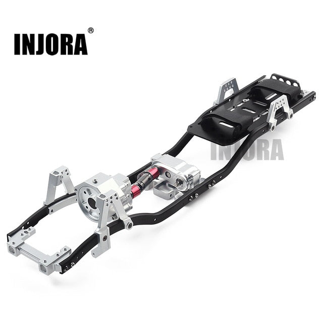 INJORA 313mm Wheelbase Metal Chassis Frame with Prefixal Gearbox for SCX10 & SCX10 II 90046