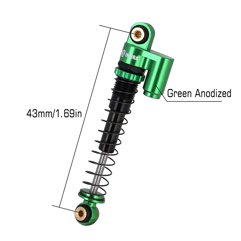 INJORA 43mm Aluminum Threaded Double Barrel Shocks with Fake Reservoir for Axial SCX24 11 INJORA 43mm Aluminum Threaded Double Barrel Shocks with Fake Reservoir for Axial SCX24