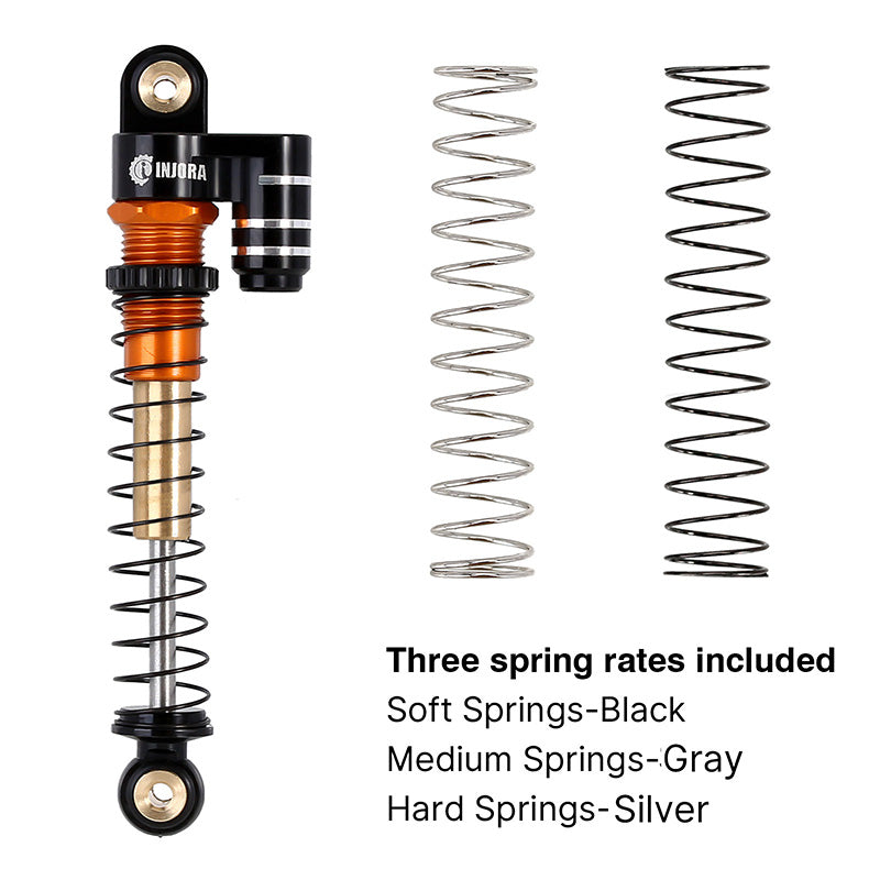 INJORA 43mm Aluminum Threaded Double Barrel Shocks with Fake Reservoir for Axial SCX24 14 INJORA 43mm Aluminum Threaded Double Barrel Shocks with Fake Reservoir for Axial SCX24
