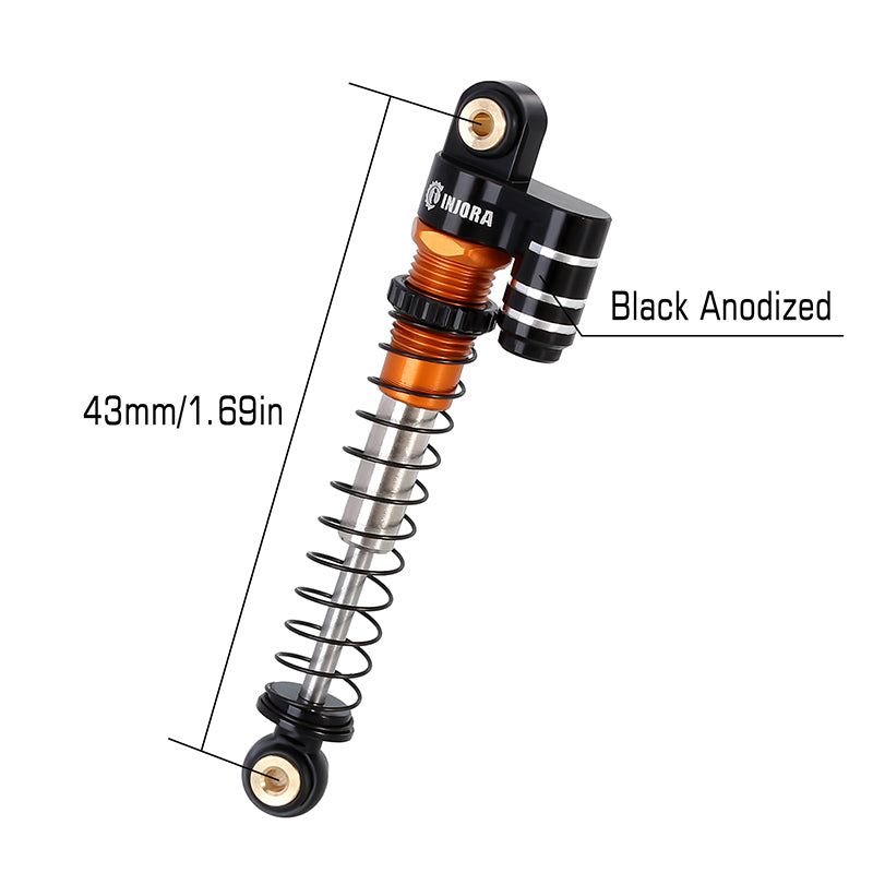 INJORA 43mm Aluminum Threaded Double Barrel Shocks with Fake Reservoir for Axial SCX24 16 INJORA 43mm Aluminum Threaded Double Barrel Shocks with Fake Reservoir for Axial SCX24