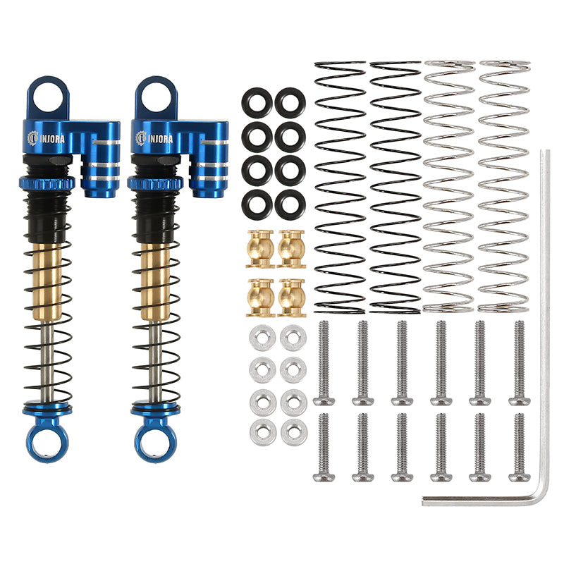 INJORA 43mm Aluminum Threaded Double Barrel Shocks with Fake Reservoir for Axial SCX24 18 INJORA 43mm Aluminum Threaded Double Barrel Shocks with Fake Reservoir for Axial SCX24