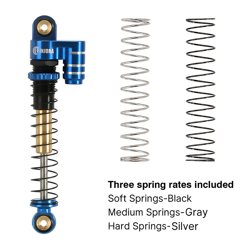 INJORA 43mm Aluminum Threaded Double Barrel Shocks with Fake Reservoir for Axial SCX24 19 INJORA 43mm Aluminum Threaded Double Barrel Shocks with Fake Reservoir for Axial SCX24