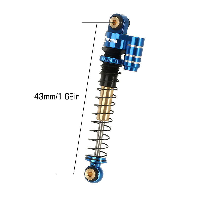 INJORA 43mm Aluminum Threaded Double Barrel Shocks with Fake Reservoir for Axial SCX24 21 INJORA 43mm Aluminum Threaded Double Barrel Shocks with Fake Reservoir for Axial SCX24
