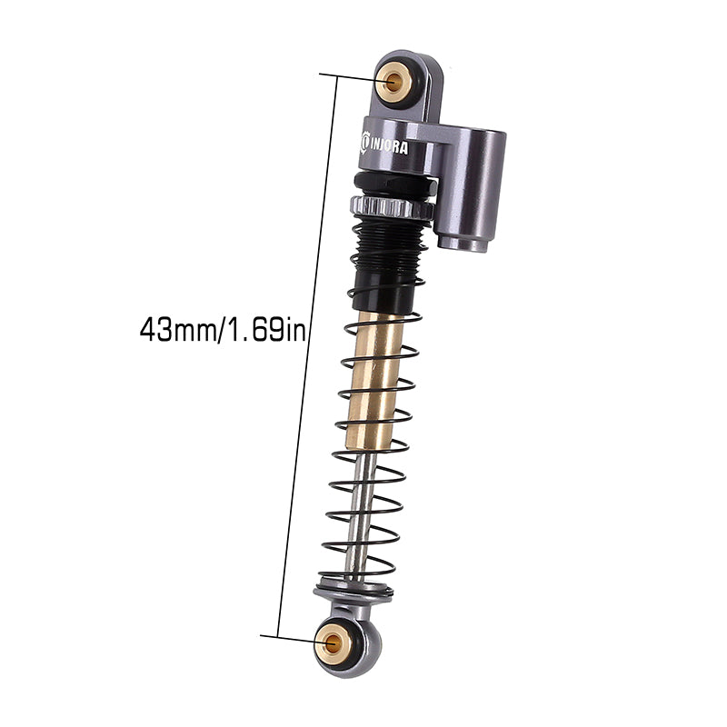 INJORA 43mm Aluminum Threaded Double Barrel Shocks with Fake Reservoir for Axial SCX24 26 INJORA 43mm Aluminum Threaded Double Barrel Shocks with Fake Reservoir for Axial SCX24