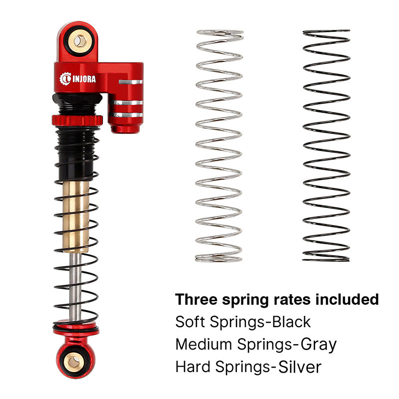 INJORA 43mm Aluminum Threaded Double Barrel Shocks with Fake Reservoir for Axial SCX24 4 INJORA 43mm Aluminum Threaded Double Barrel Shocks with Fake Reservoir for Axial SCX24