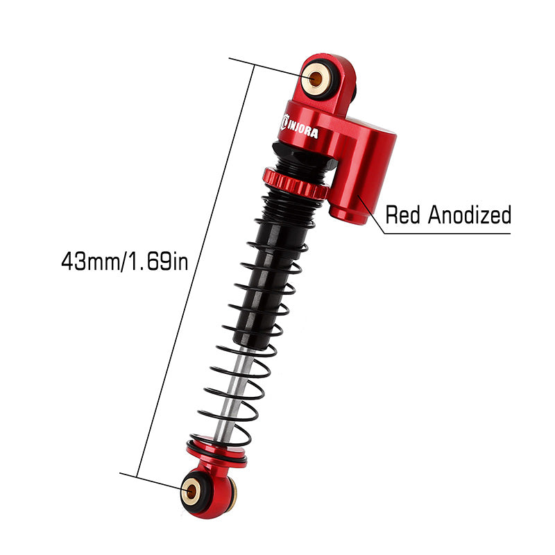 INJORA 43mm Aluminum Threaded Double Barrel Shocks with Fake Reservoir for Axial SCX24 6 INJORA 43mm Aluminum Threaded Double Barrel Shocks with Fake Reservoir for Axial SCX24