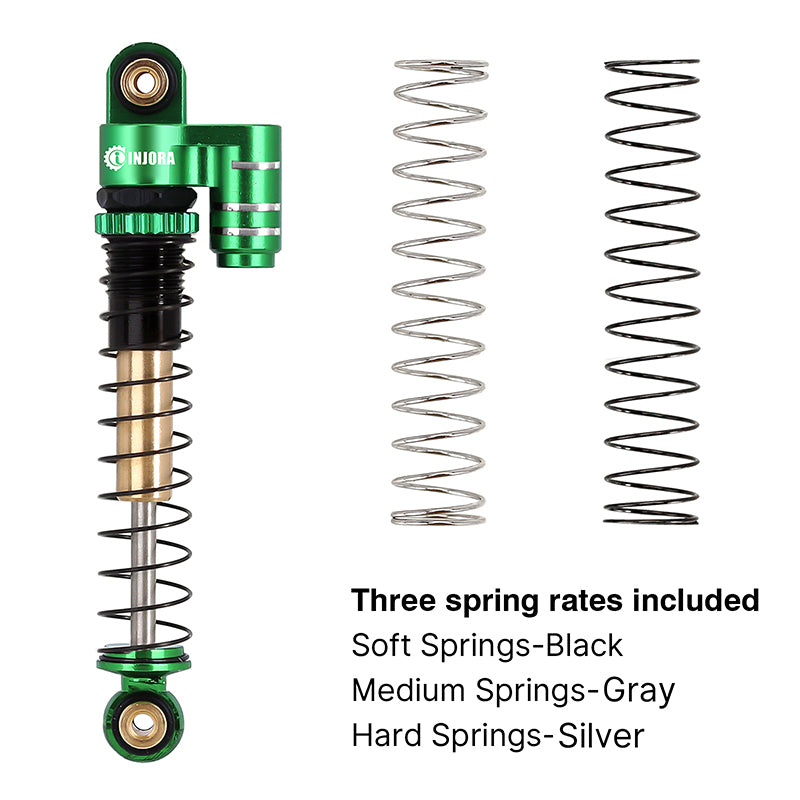 INJORA 43mm Aluminum Threaded Double Barrel Shocks with Fake Reservoir for Axial SCX24 9 INJORA 43mm Aluminum Threaded Double Barrel Shocks with Fake Reservoir for Axial SCX24