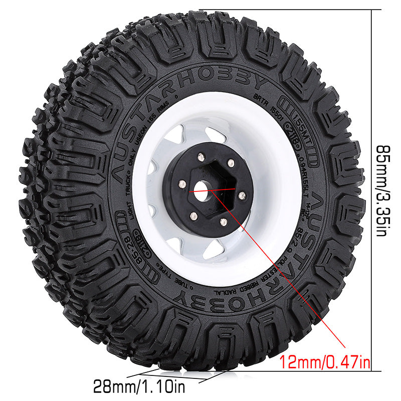 INJORA 4PCS 1.55" 85*28mm Beadlock Wheel Rim Tire Set for 1/10 RC Crawler 12 INJORA 4PCS 1.55" 85*28mm Beadlock Wheel Rim Tire Set for 1/10 RC Crawler