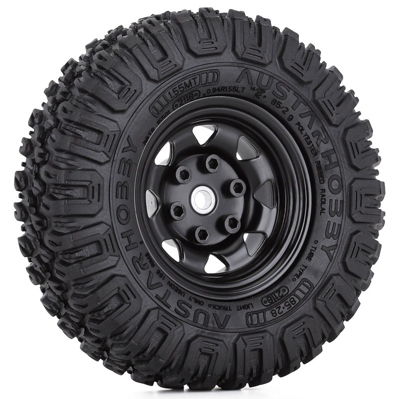 INJORA 4PCS 1.55" 85*28mm Beadlock Wheel Rim Tire Set for 1/10 RC Crawler 3 INJORA 4PCS 1.55" 85*28mm Beadlock Wheel Rim Tire Set for 1/10 RC Crawler