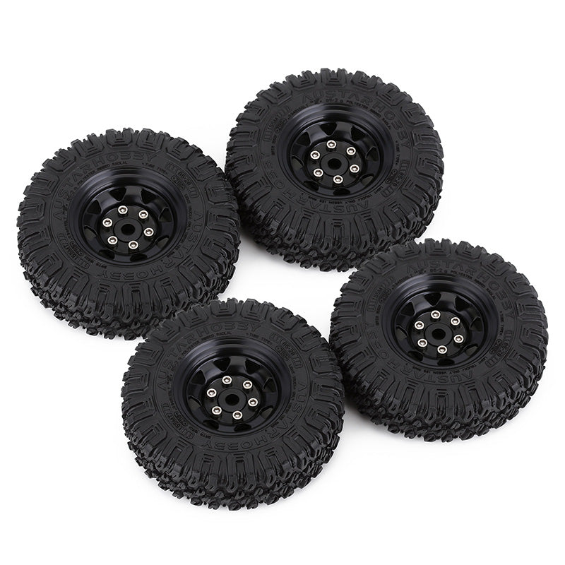 INJORA 4PCS 1.55" 85*28mm Beadlock Wheel Rim Tire Set for 1/10 RC Crawler 5 INJORA 4PCS 1.55" 85*28mm Beadlock Wheel Rim Tire Set for 1/10 RC Crawler