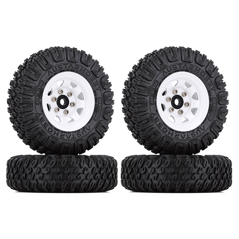INJORA 4PCS 1.55" 85*28mm Beadlock Wheel Rim Tire Set for 1/10 RC Crawler 10 INJORA 4PCS 1.55" 85*28mm Beadlock Wheel Rim Tire Set for 1/10 RC Crawler