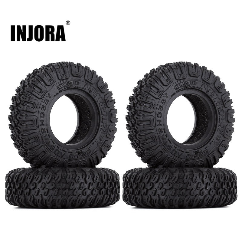 INJORA 4PCS 1.55" 85*28mm Soft Rubber Terrain Tires for 1/10 RC Crawler