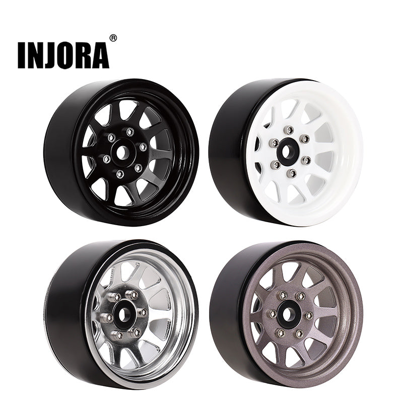 INJORA 4PCS 1.9" 10-spoke Metal Beadlock Wheel Rims for 1/10 RC Crawler