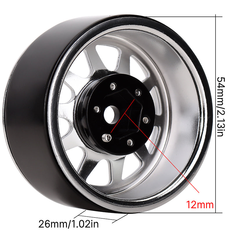 INJORA 4PCS 1.9" 10-spoke Metal Beadlock Wheel Rims for 1/10 RC Crawler 16 INJORA 4PCS 1.9" 10-spoke Metal Beadlock Wheel Rims for 1/10 RC Crawler