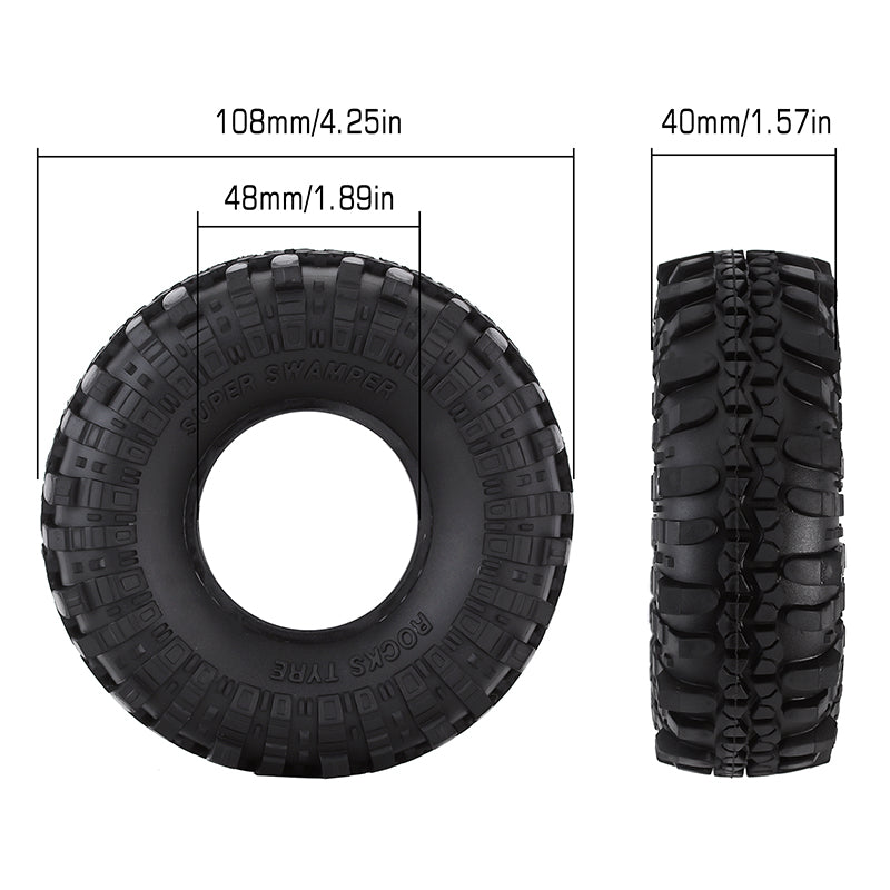 INJORA 4PCS 1.9" 108*40mm Rubber Tires for 1/10 RC Crawler 4 INJORA 4PCS 1.9" 108*40mm Rubber Tires for 1/10 RC Crawler
