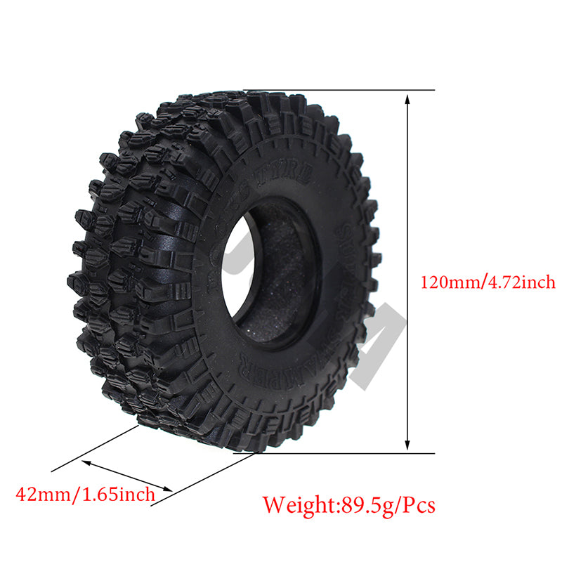 INJORA 4PCS 1.9" 120*42mm Rubber Tires Tyres for 1/10 RC Crawler 3 INJORA 4PCS 1.9" 120*42mm Rubber Tires Tyres for 1/10 RC Crawler