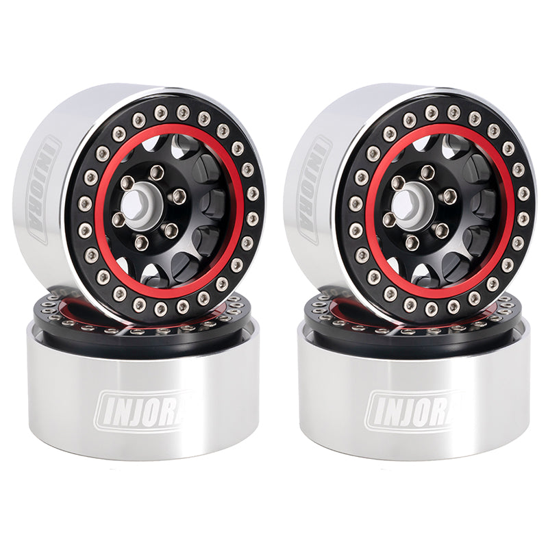 INJORA 4PCS 1.9" Beadlock Wheel Rim Hub CNC Aluminum for 1/10 RC Crawlers