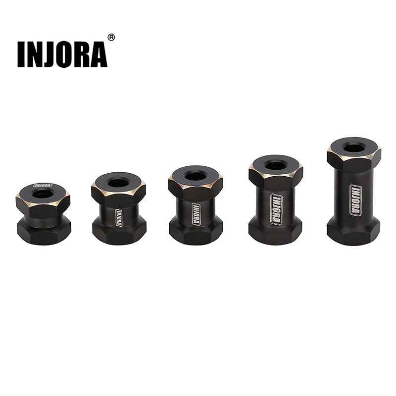 INJORA 4PCS 12mm Black Coating Brass Wheel Hex Hub Extenders for SCX10 & SCX10 II