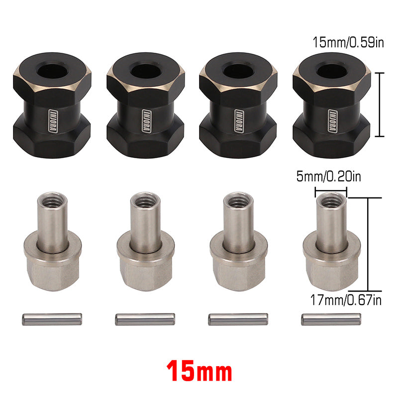 INJORA 4PCS 12mm Black Coating Brass Wheel Hex Hub Extenders for SCX10 & SCX10 II 4 INJORA 4PCS 12mm Black Coating Brass Wheel Hex Hub Extenders for SCX10 & SCX10 II