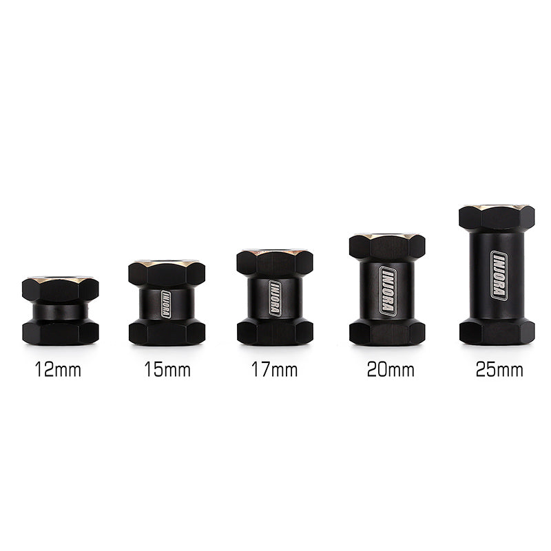 INJORA 4PCS 12mm Black Coating Brass Wheel Hex Hub Extenders for SCX10 & SCX10 II 8 INJORA 4PCS 12mm Black Coating Brass Wheel Hex Hub Extenders for SCX10 & SCX10 II