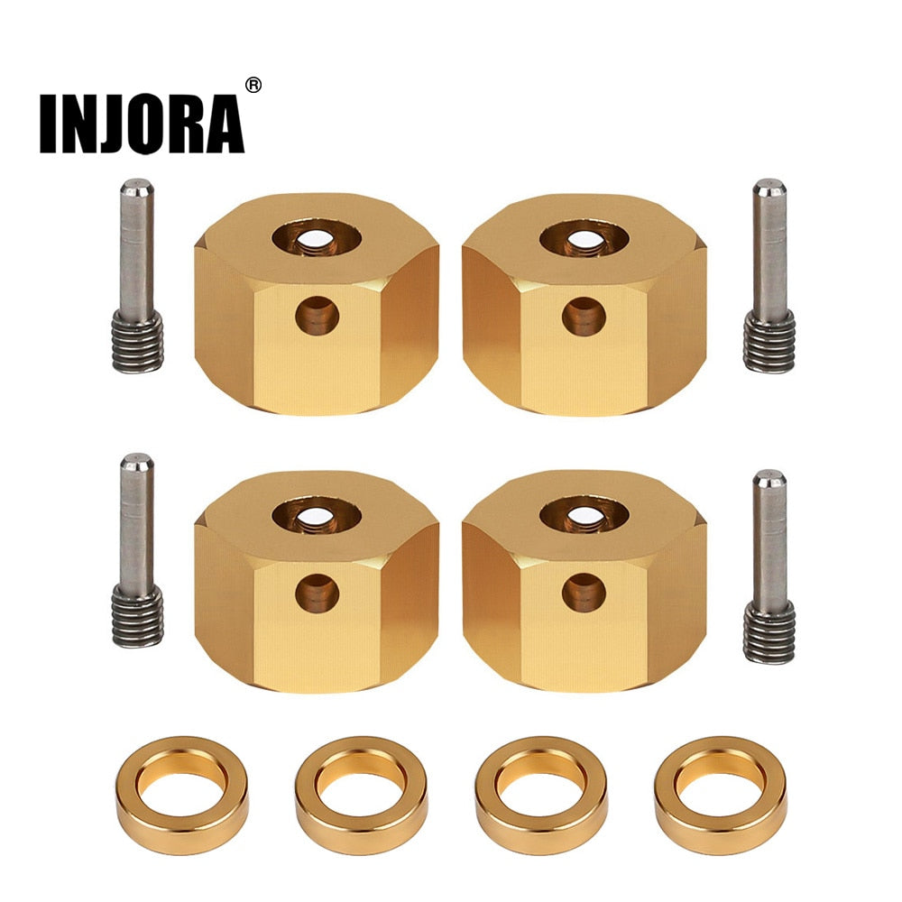INJORA 4PCS 12mm Heavy Brass Wheel Hex Hub Extenders for Axial SCX10 III Capra 1.9 UTB
