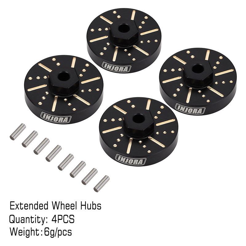 INJORA 4pcs 6g/pcs Black Wheel Weights with Wheel Hex Hubs for Axial SCX24 AX24