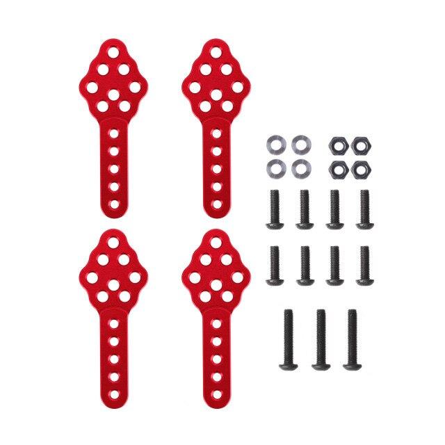 INJORA 4pcs CNC Metal Shock Absorber Mount Adjust Height Angle Stand for 1/10 RC Crawler 11 Red