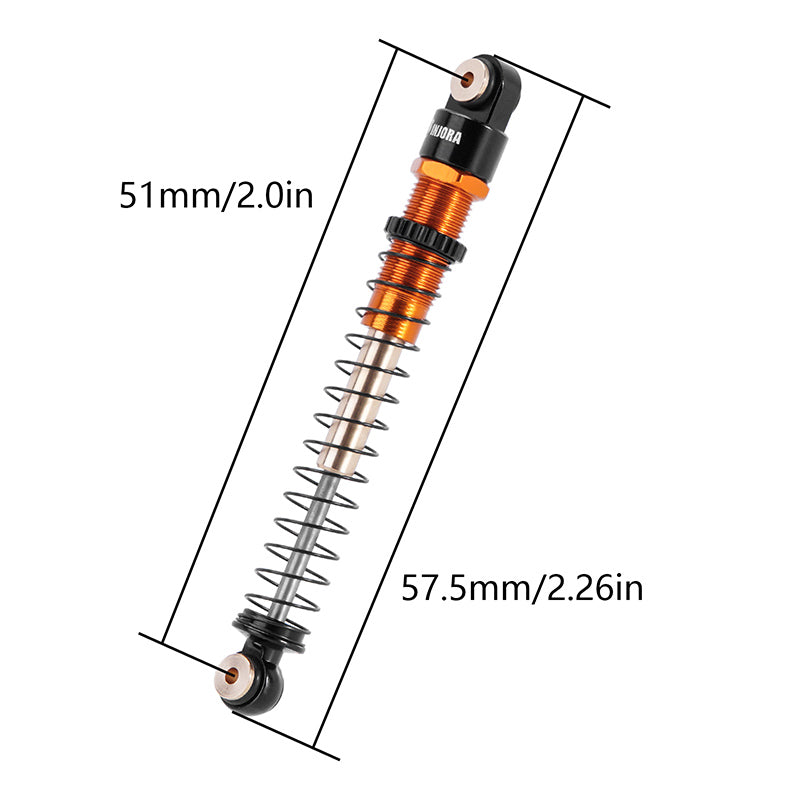 INJORA 51mm Aluminum Long Travel Threaded Double Barrel Shocks for Axial AX24 11 INJORA 51mm Aluminum Long Travel Threaded Double Barrel Shocks for Axial AX24